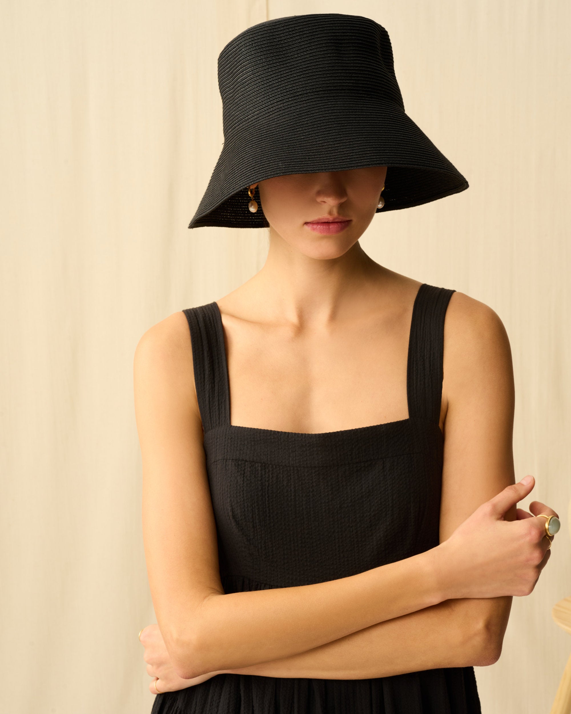 ヘップバーンハット Long Brim Black