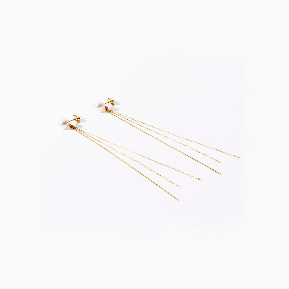 【オンライン限定】月の雫 チェーンピアス 10cm【K18YG】