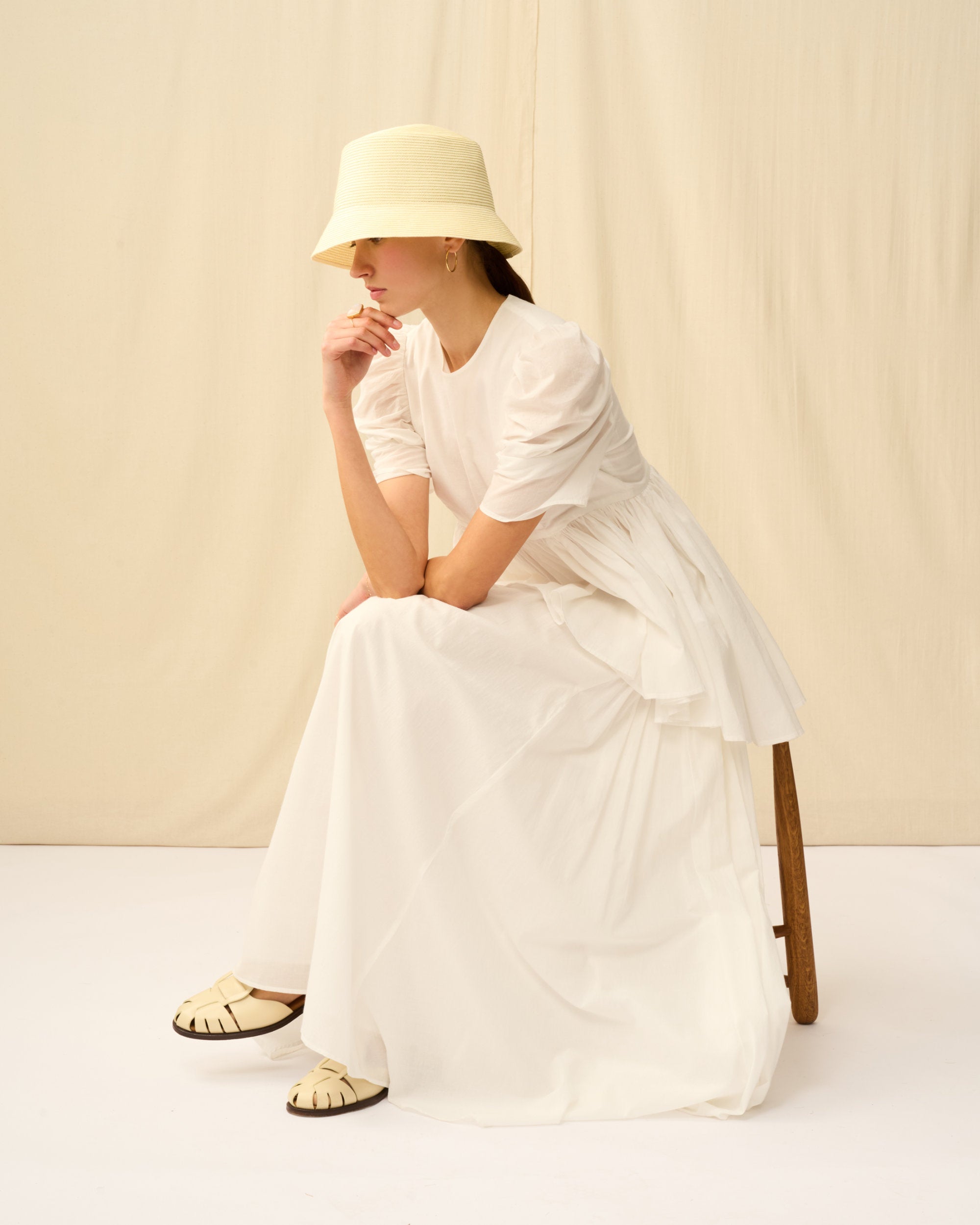 ヘップバーンハット Short Brim Ivory