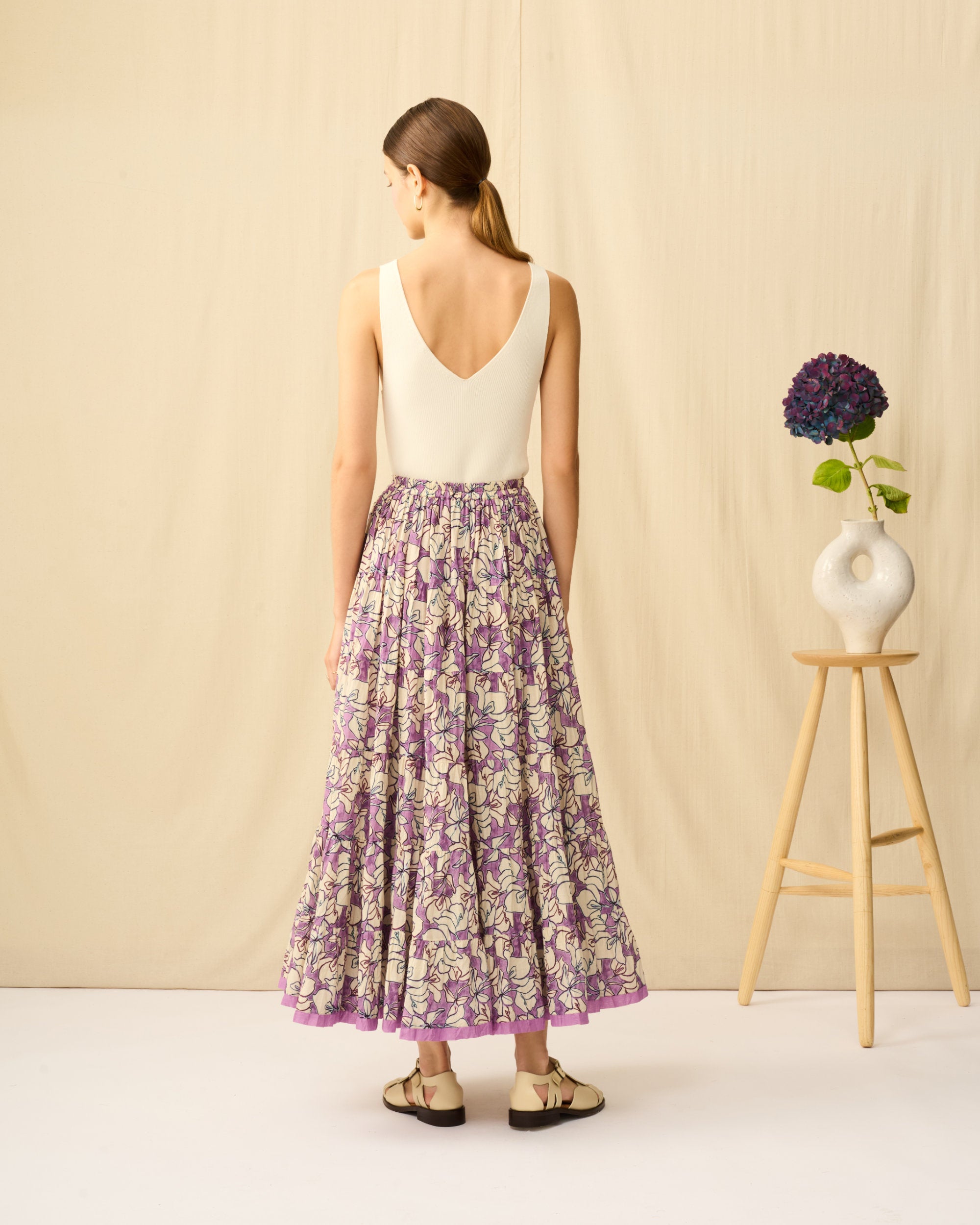 MARIHA 草原の虹のドレス　abstract flower 花柄　プリント MARIHA(マリハ) リゾートドレス 草原の虹のスカート Flower Poem/Purple
