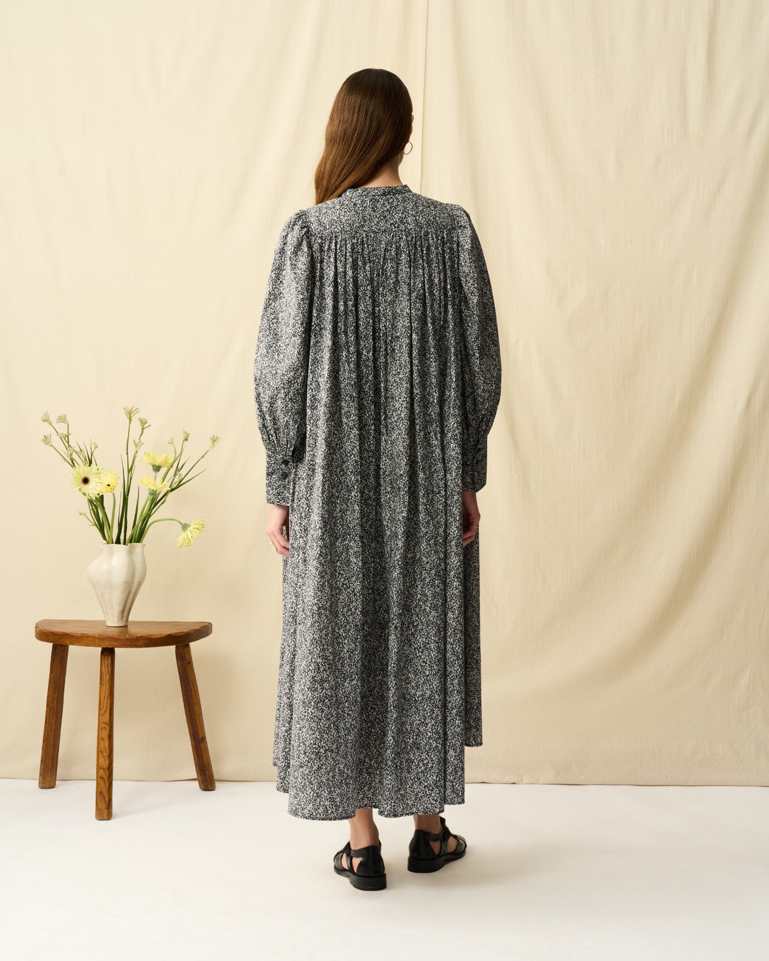 風の鳥のドレス Shadow Flora/Black