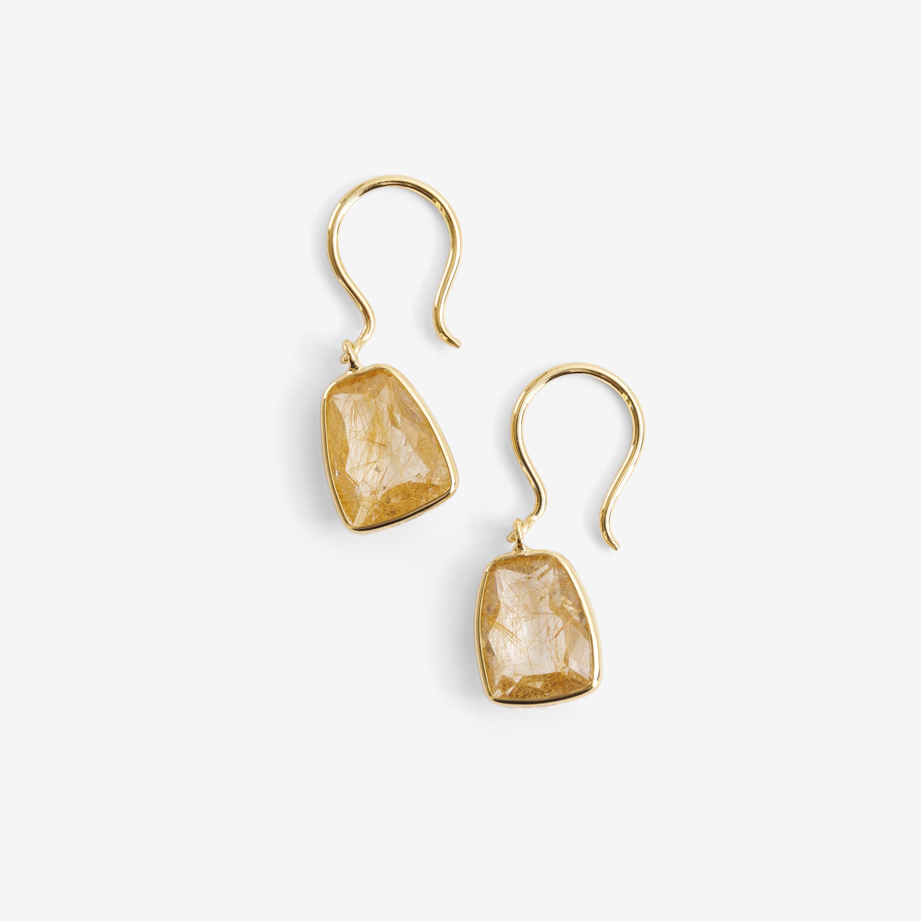 Organic Gems ピアス ゴールドルチルクォーツ S【K18YG】