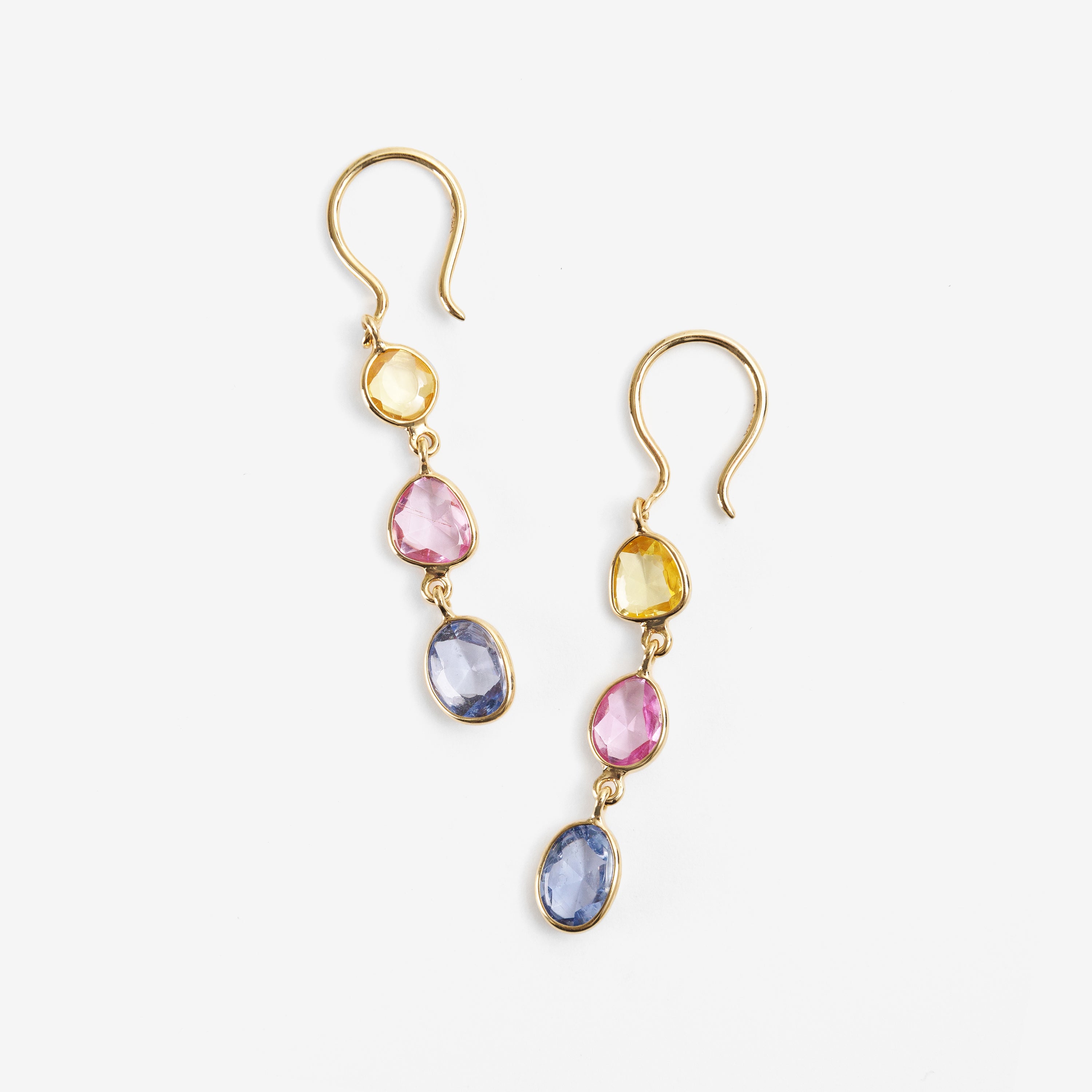 Organic Gems 1点物 3Pピアス マルチサファイア【K18YG】