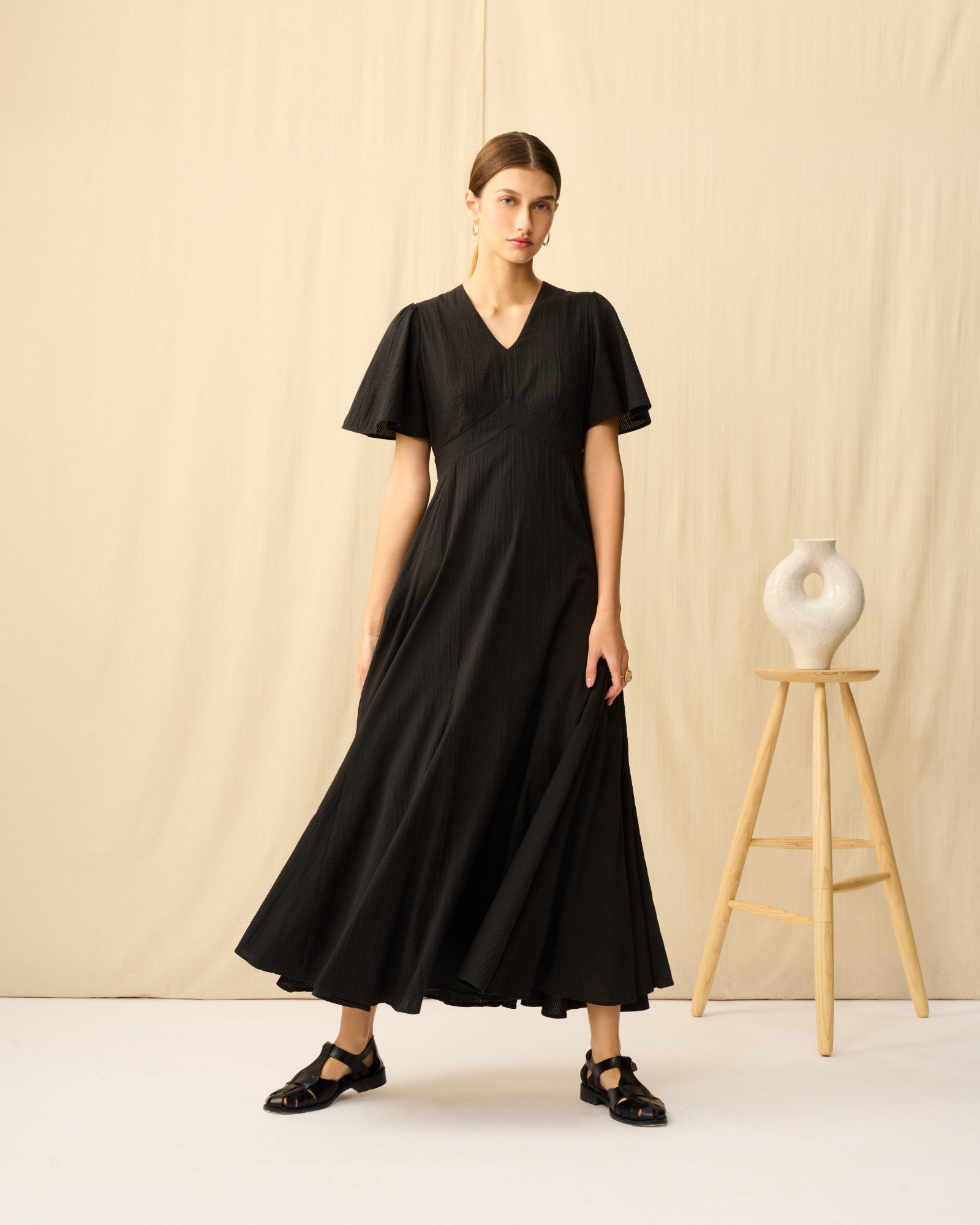 せせらぎのドレス Seersucker Onyx