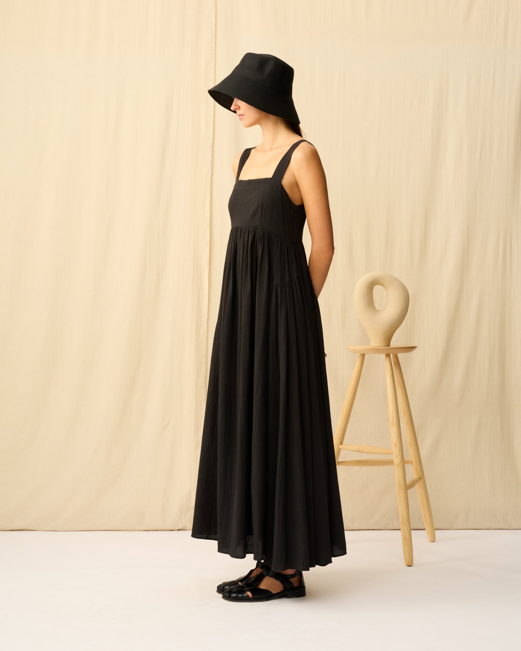 ヘップバーンハット Long Brim Black